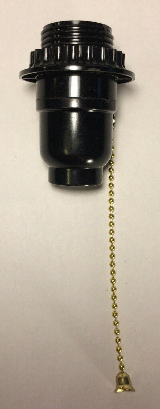 New Threaded Phenolic Bakelite Pull Chain Lamp Socket w/ Shade Ring, E26, #SO682