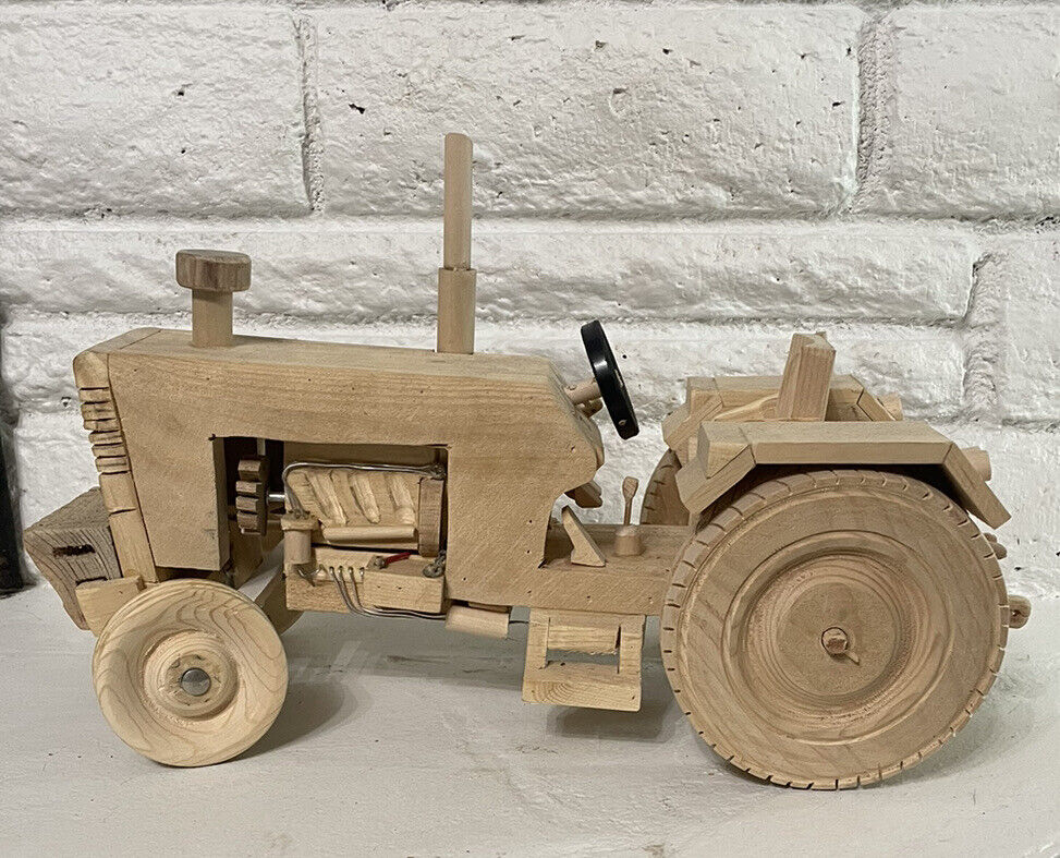 Handmade Solid Wood Tractor - Moving Parts, Rolls & Turns, Made From Pallet