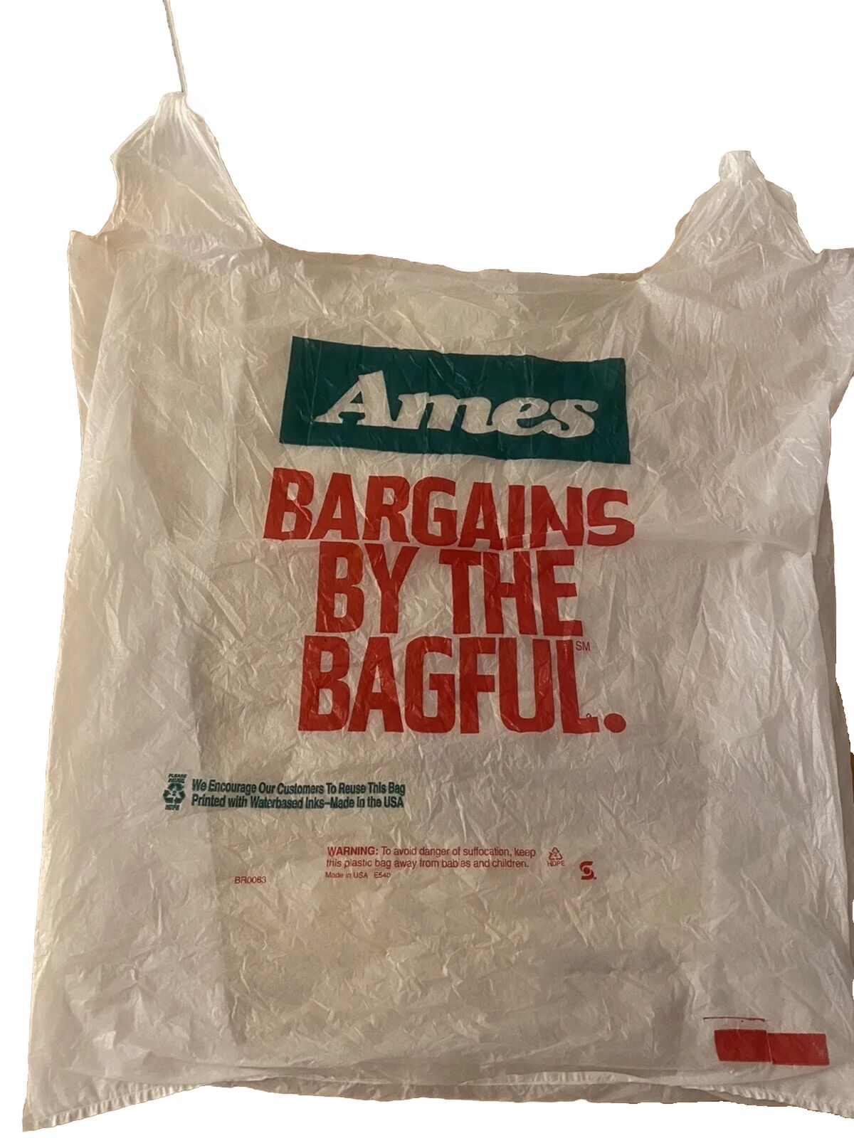 Vintage Ames Bargains by the Bagful XL Jumbo 90s store Plastic Shopping Bag CT