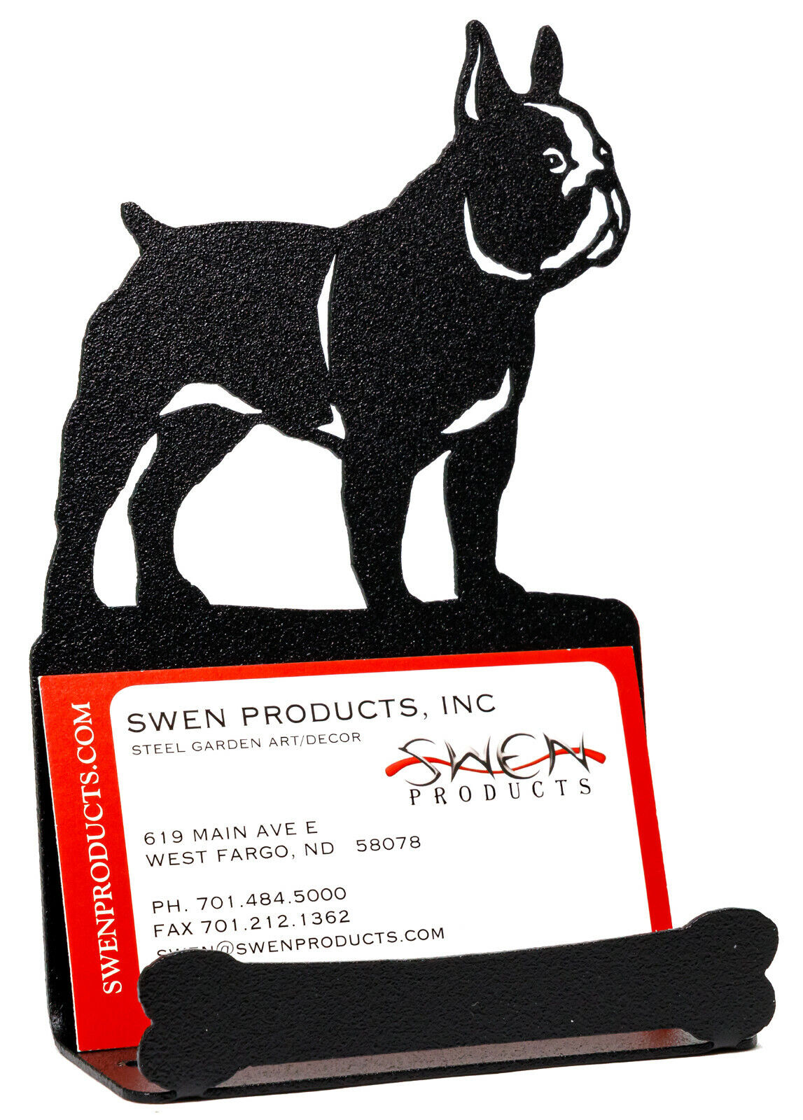SWEN Products FRENCH BULLDOG Black Metal Business Card Holder