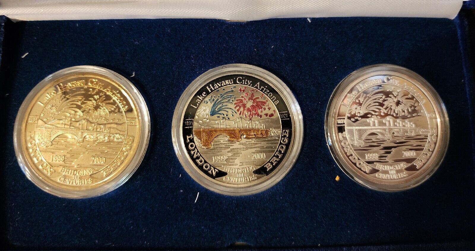 3 London Bridge Rotary Lake Havasu Silver .999 1999-2000 29th Annv. Coin 