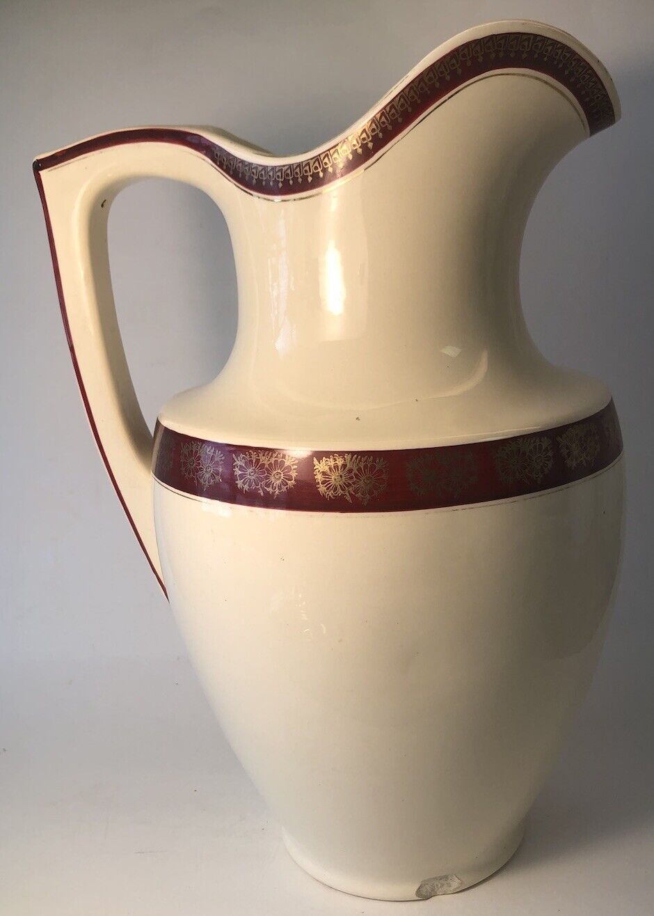 Vtg French Sarreguimines (1879-1909) Large Water Pitcher/Vase