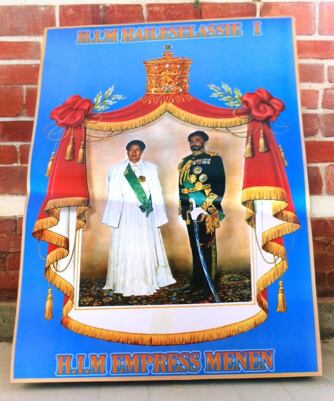 Ethiopian Emperor Haile selassie and Empress Mennen Poster Printed in 1960s.