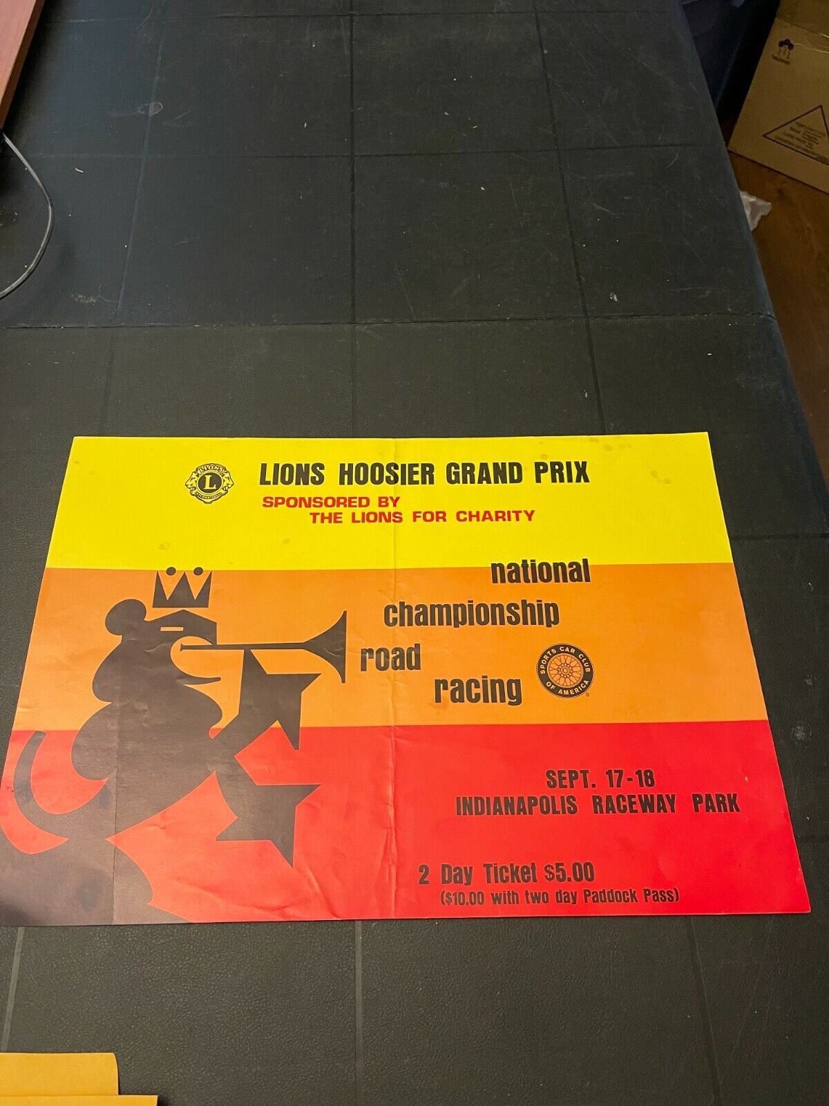 Vintage original Poster Formula Racing Grand prix Lions Hoosier Indianapolis