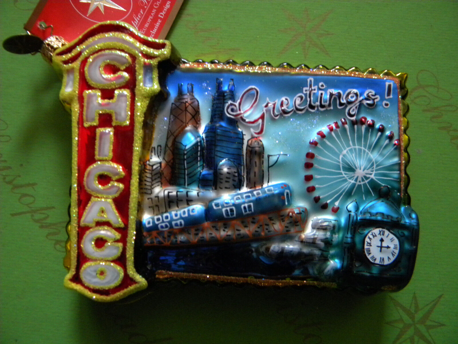 Christopher Radko Greetings From Chicago Glass Ornament