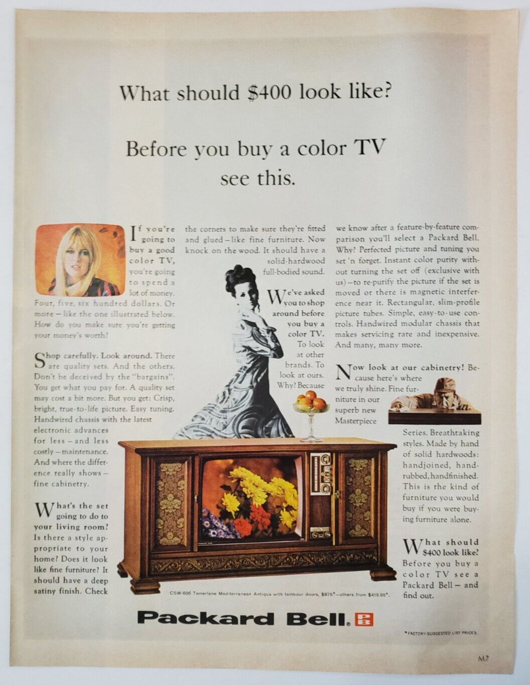 1967 Packard Bell Vintage Print Ad Before You Buy A Color TV See This
