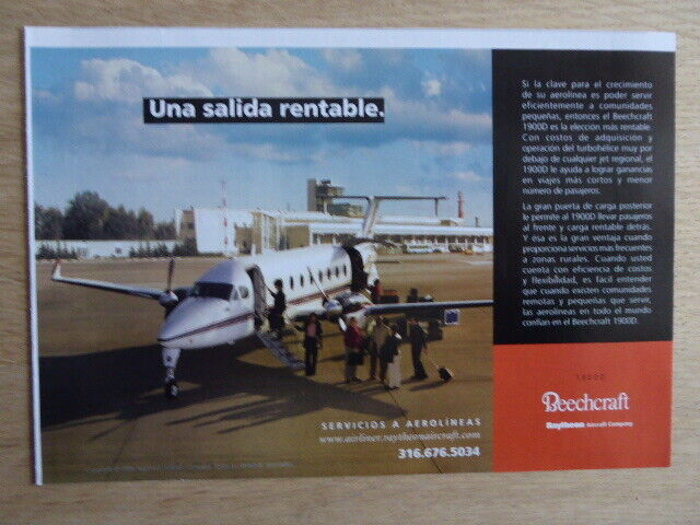 8/2006 PUB RAYTHEON BEECHCRAFT 1900D AIRPLANE ORIGINAL SPANISH AD
