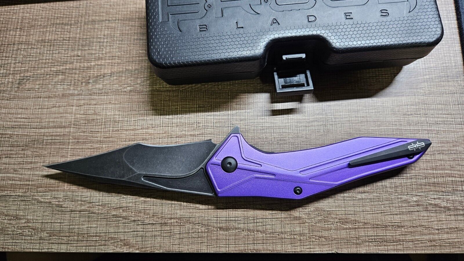 Brous Blades Tyrant Folding Knife Purple Acid Washed D2 Steel