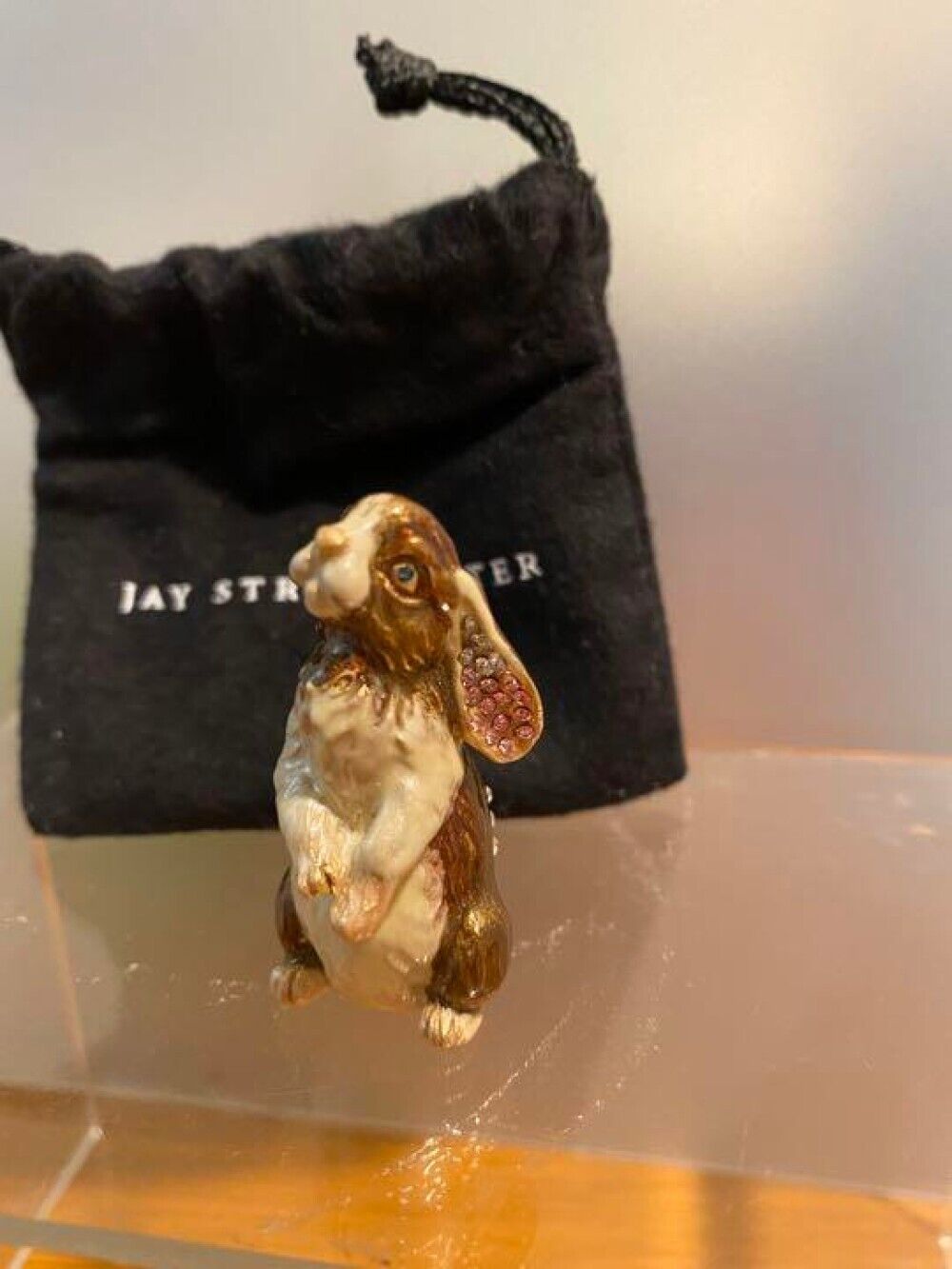 JAY STRONGWATER RabbitFigurine Enamel Body with Rhinestones Interior Ornament