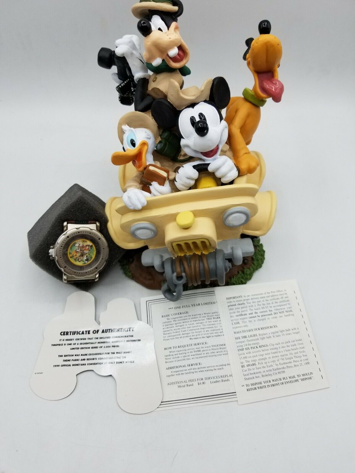 Disney Safari Adventure Mickey and the Gang Compass Watch 1999 Limited Ed w COA
