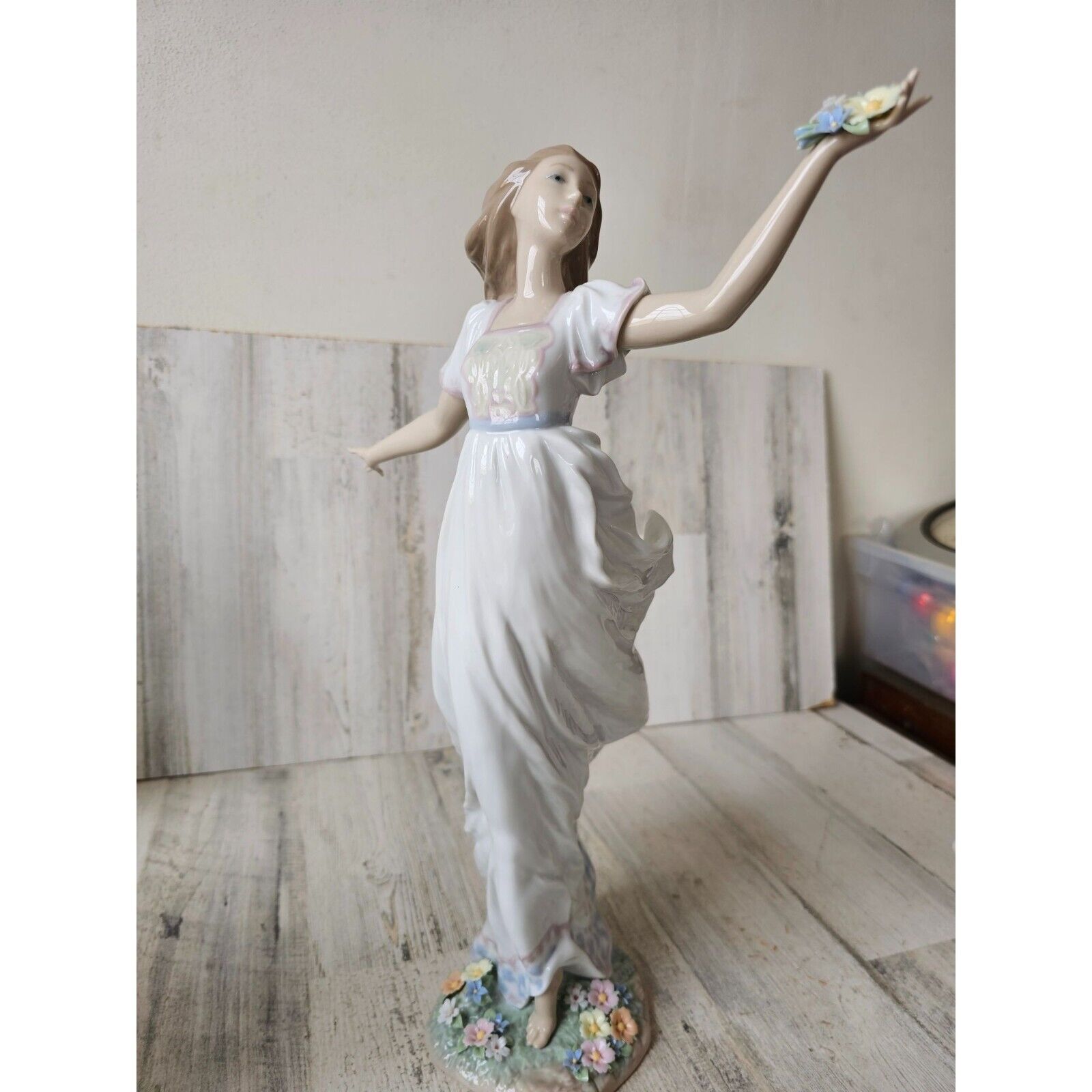 Lladro 6649 allegory of youth girl flowers dancing jumping figurine statue