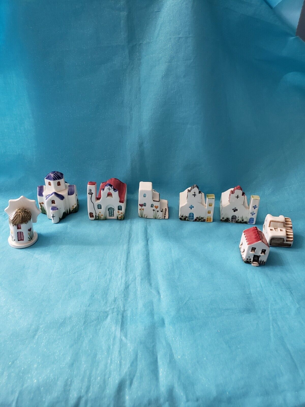  Vintage Greece Pottery Ceramic Mini Houses Hand Painted Ceramic 8