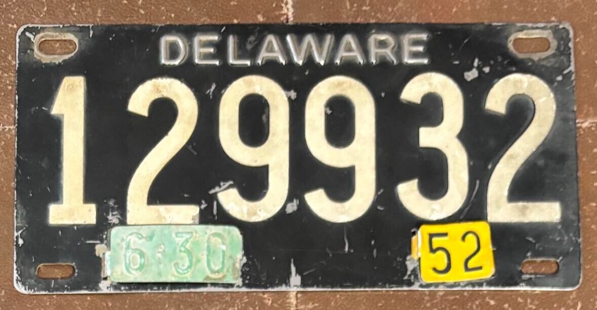 Delaware 1952 RIVETED License Plate # 129932