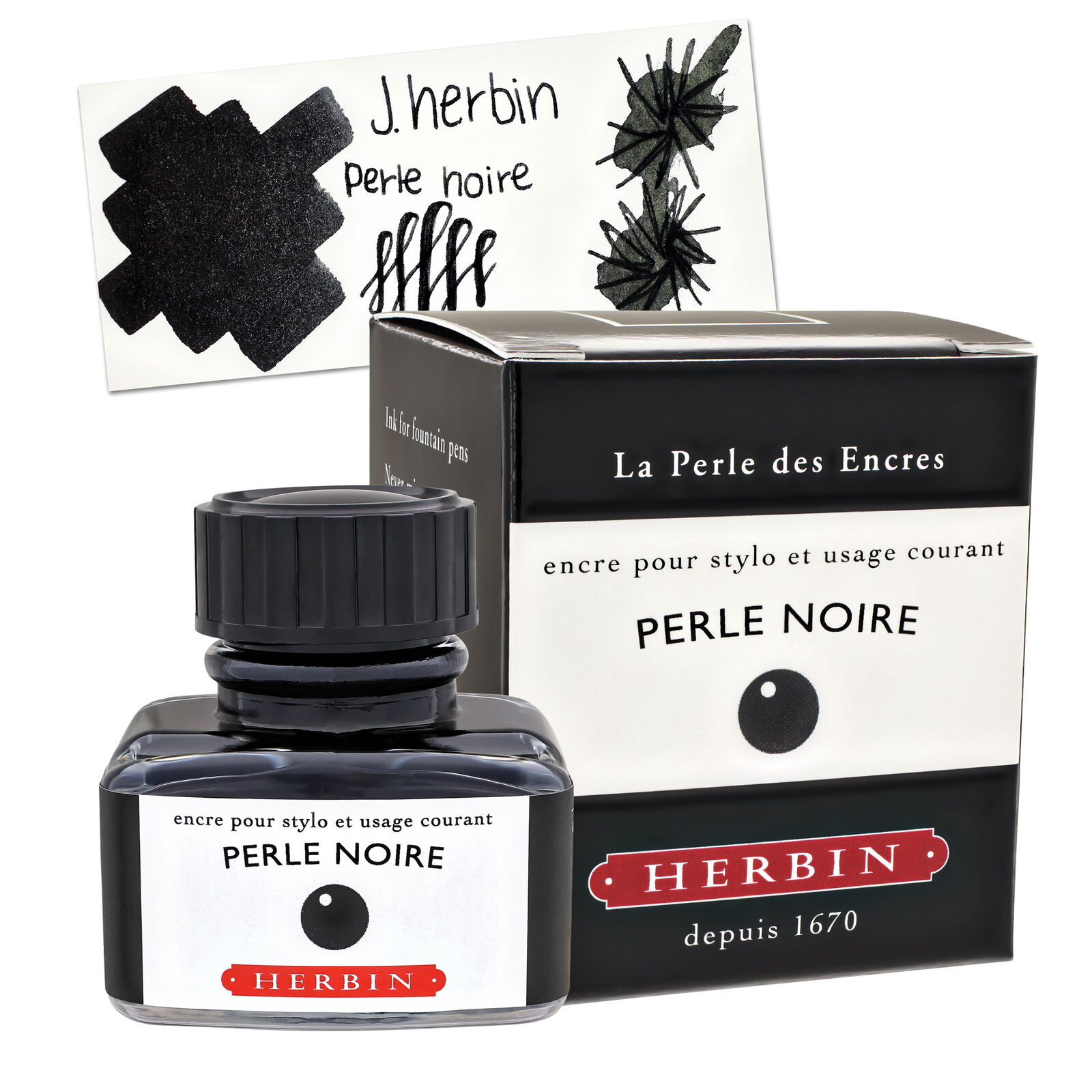J. Herbin Bottled Ink for Fountain Pens in Perle Noire (Black Pearl) - 30 mL NEW