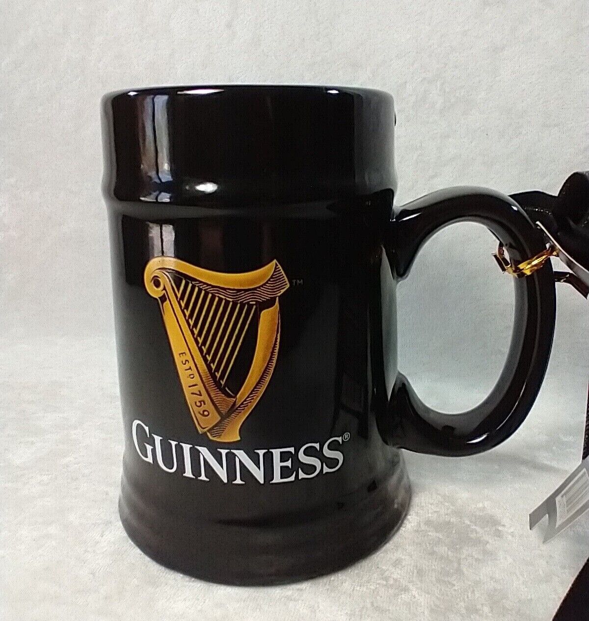 Guinness Black Ceramic Beer Mug/Stein With Harp Logo 18 OZ NEW WITH TAG