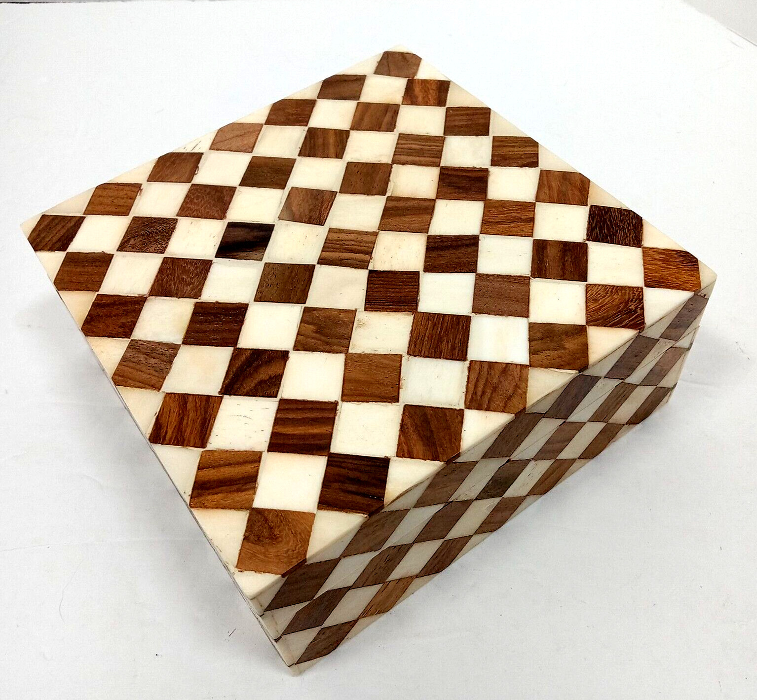 Square Tiled Checkerboard Pattern Box Table Decor Jewelry Box Zodiak India