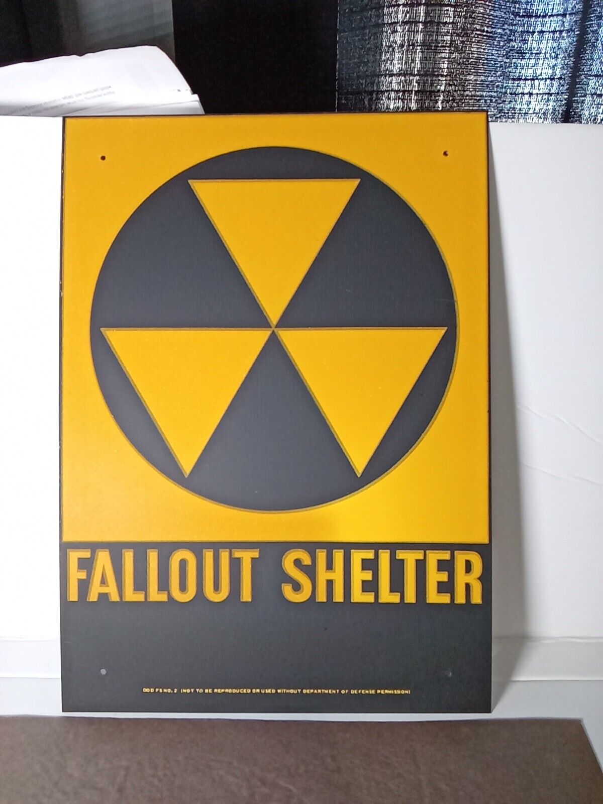 Vtg 1950s-60s Original Reflective Fallout Shelter Sign Galvanized Steel 10\