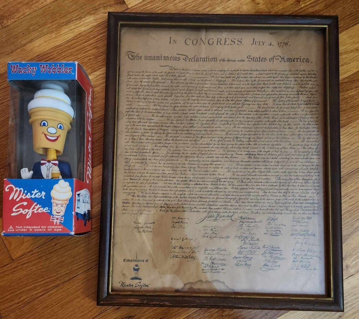 Vintage Mister Softee Declaration Of Independence Collectible And Bobble Head