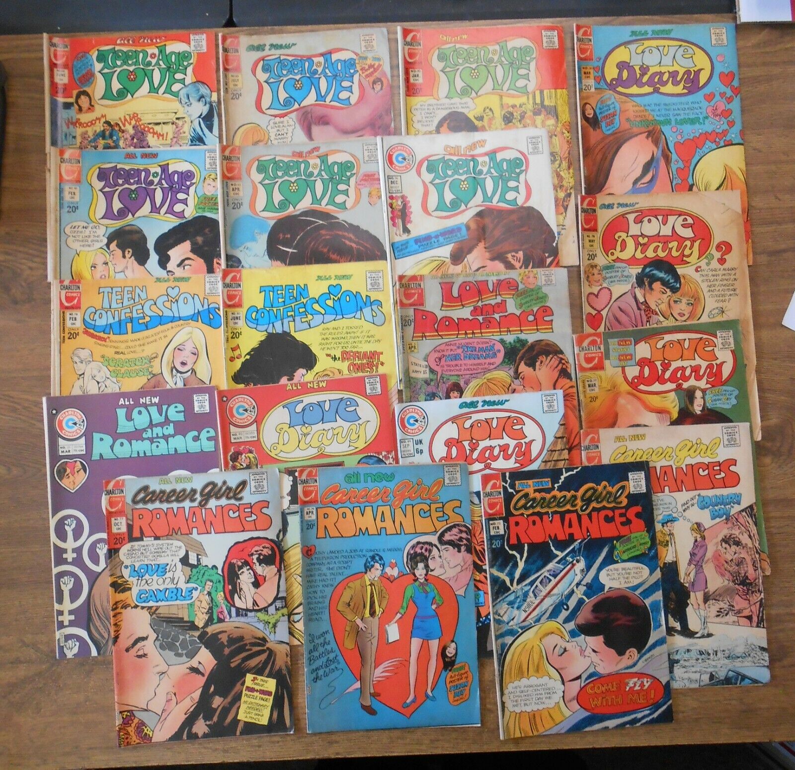 19 Charlton Comics 1970s Career Girl Teen Age Love Love Diary Teen Confessions