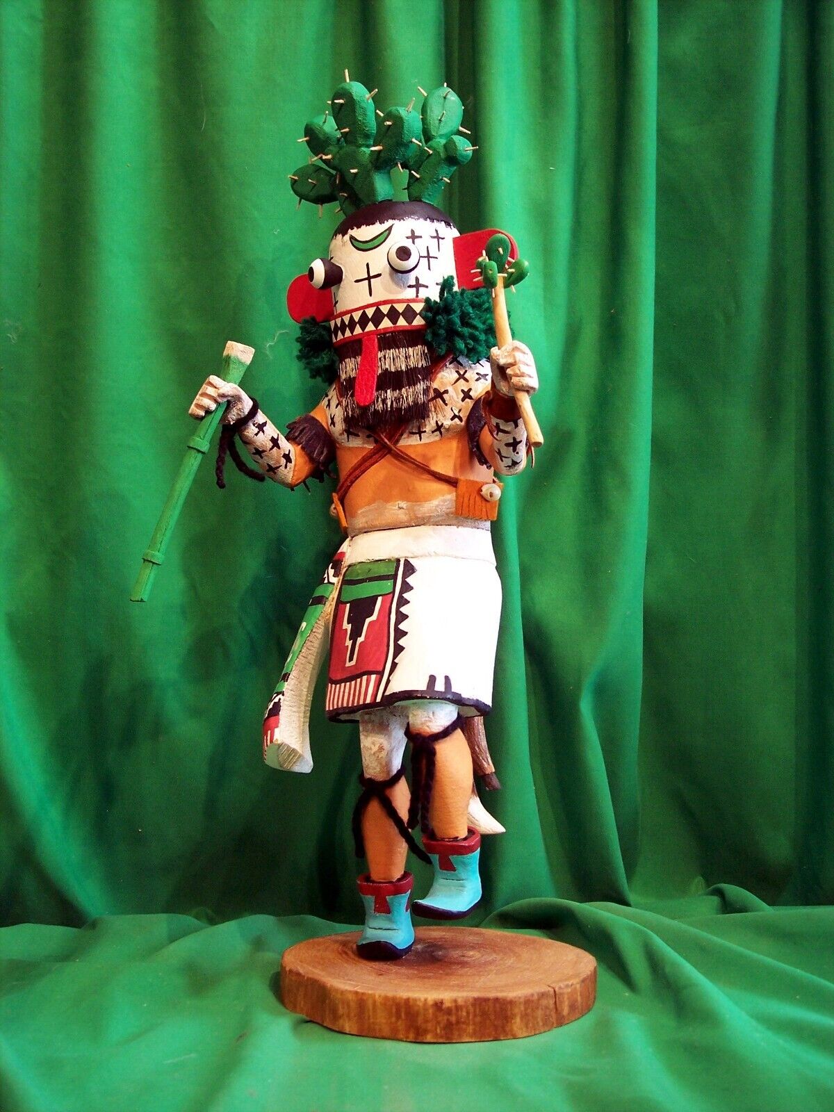 Hopi Kachina Doll - The Prickly Pear Gathering Kachina by Elmer Adams - Huge