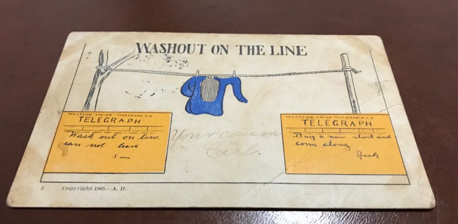 Antique Postcard..1905..Washout on the Line