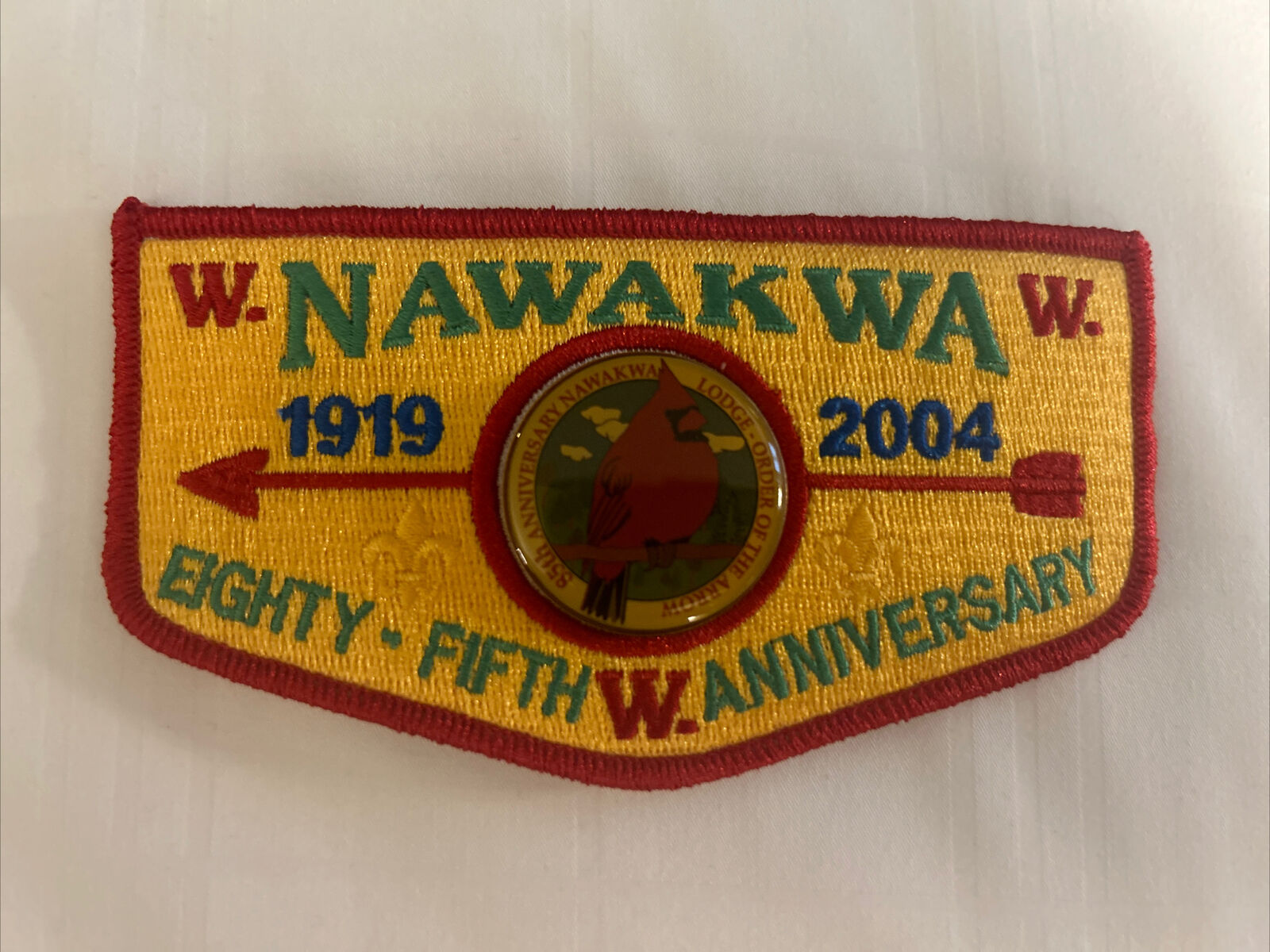 Mint OA Flap Lodge 3 Nawakwa Red Border 85th Anniversary with Pin F-7