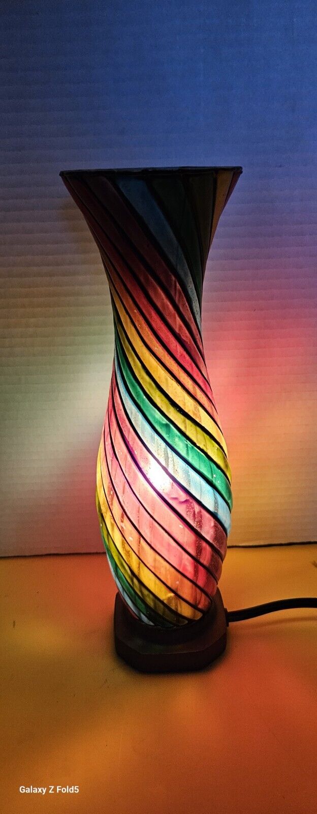 Rainbow Spiral Beautiful Hand Painted Desktop Lamp Seems Vintage.