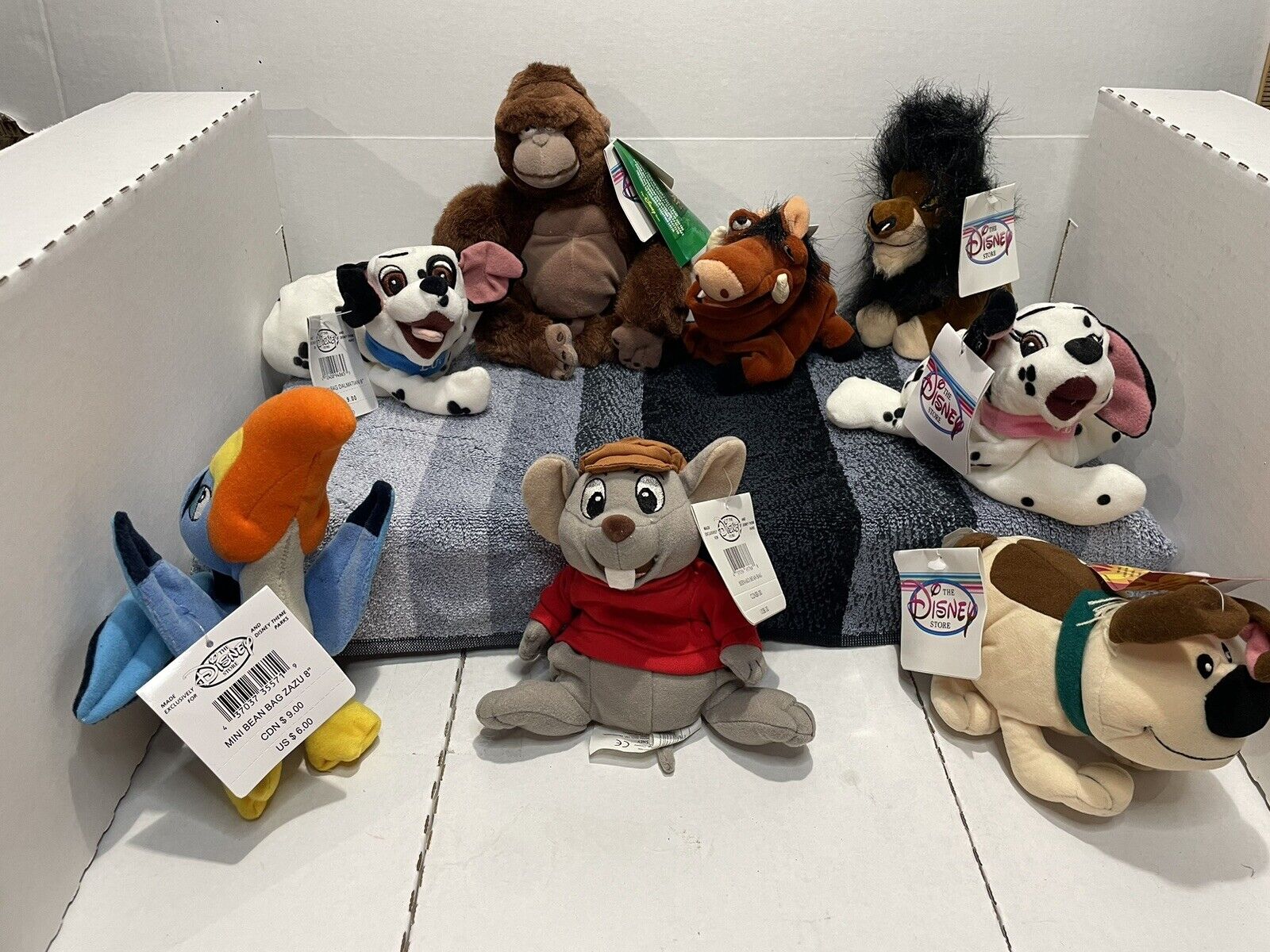 Vintage Disney Store Bean Bag Plush Lot Of 8 Animals NWT Rare Scar And Others