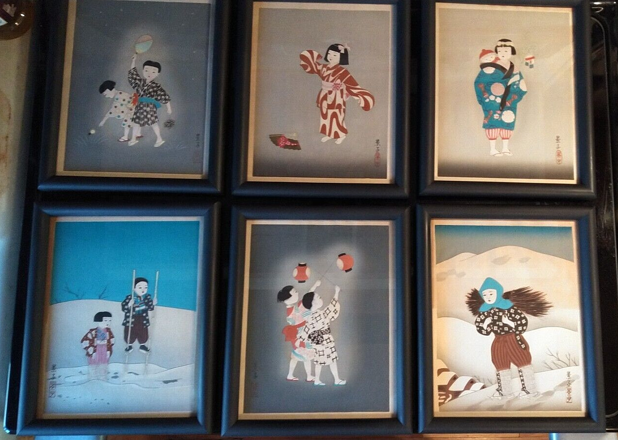 Keiko Yurimoto/Set of 6 Framed Wood Block Prints\