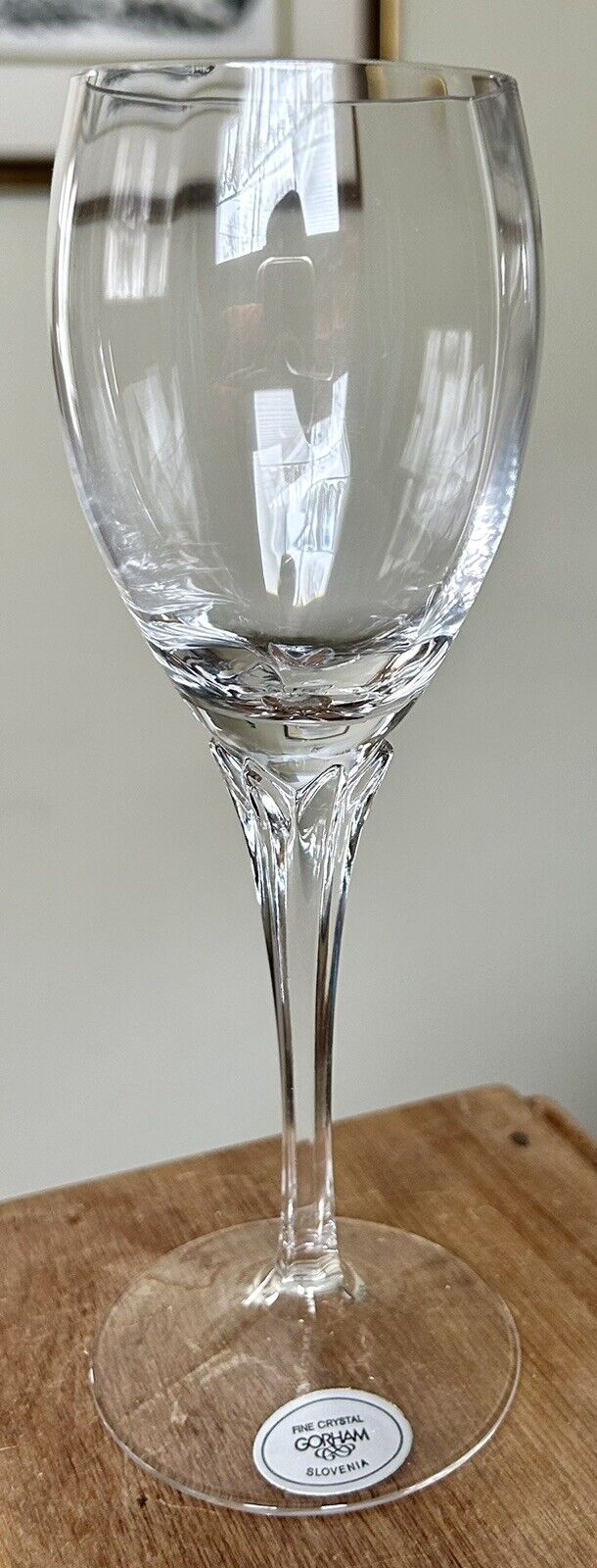 6 - Gorham Crystal Andante  Wine Glass Optic Petal Stem New in Box 7.5” Tall