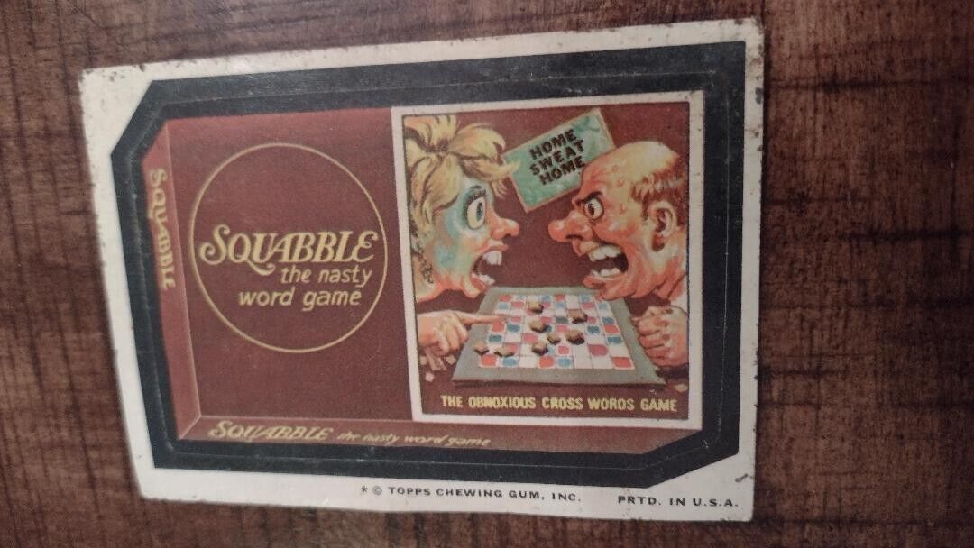 1974 TOPPS WACKY PACKAGES SQUABBLE THE NASTY WORD GAME SERIES 9 TAN BACK