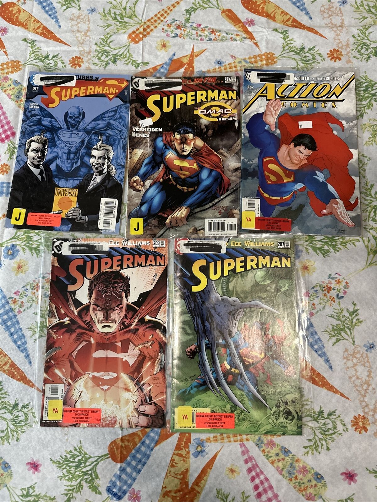 Lot of 5 Superman Mixed Comics With Library Sticker On #2