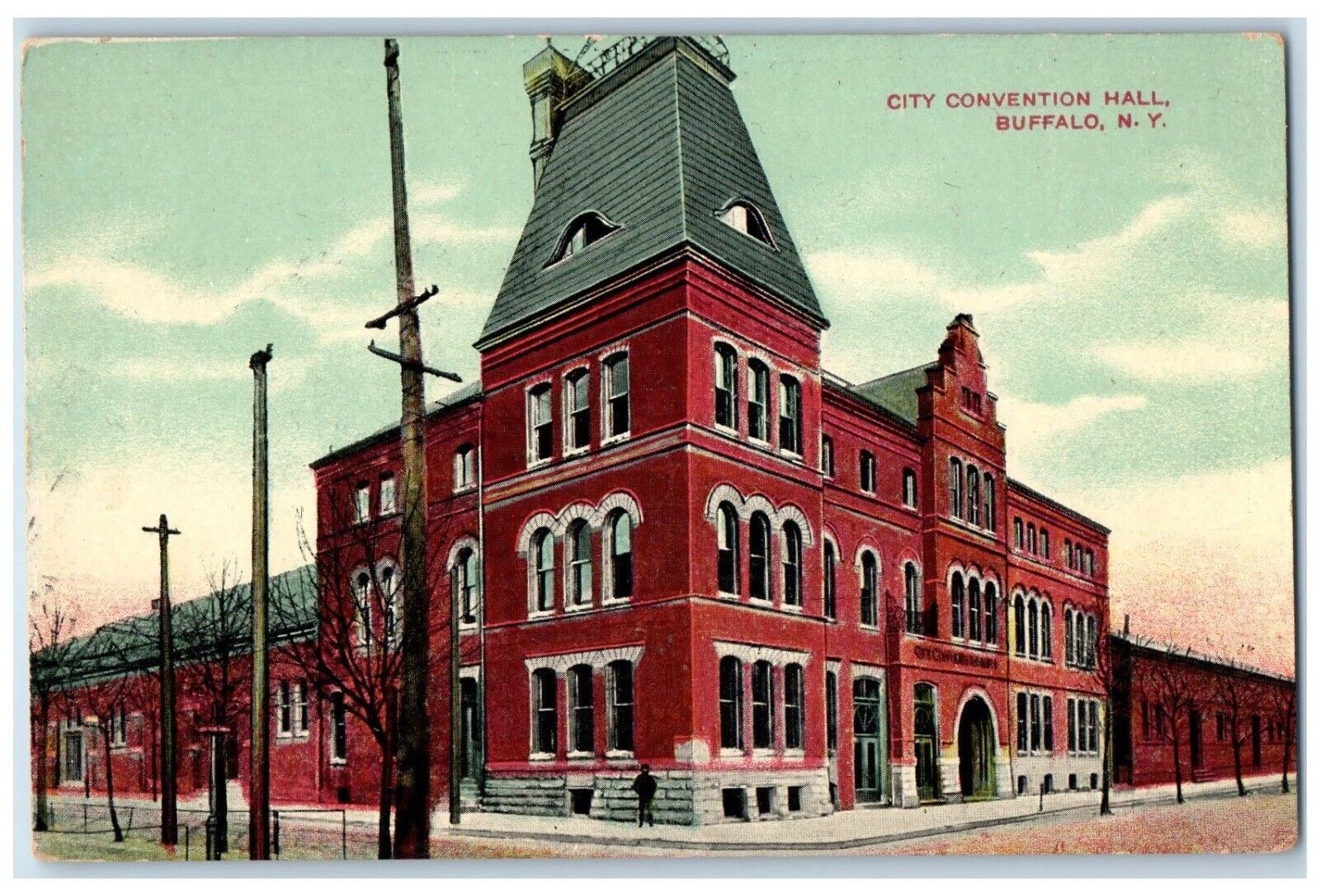 c1910\'s City Convention Hall Street View Buffalo New York NY Antique Postcard