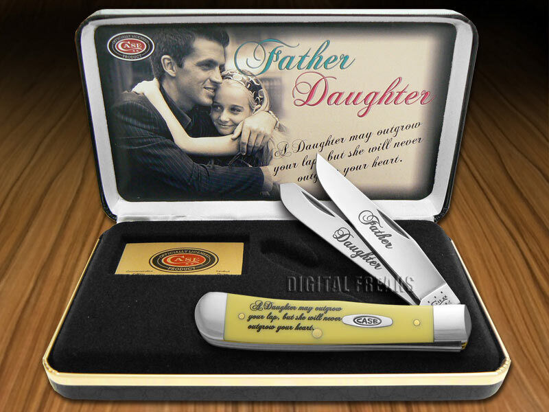 Case xx Father Daughter Trapper Knife Yellow Delrin Pocket CAT-FD/Y