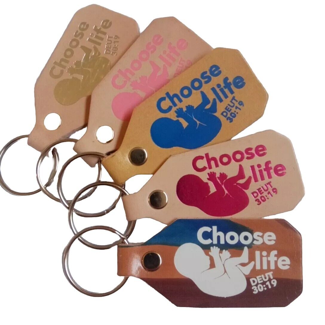 ProLife Keychain Choose Life Deut 30:19 Christian Leather Deuteronomy Key Ring