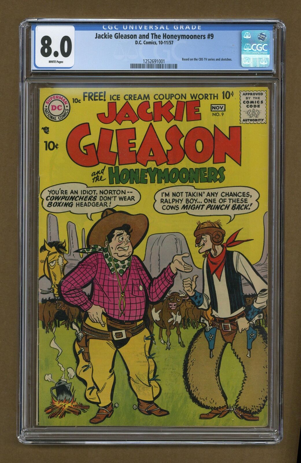 Jackie Gleason and the Honeymooners #9 CGC 8.0 1957 1252691001