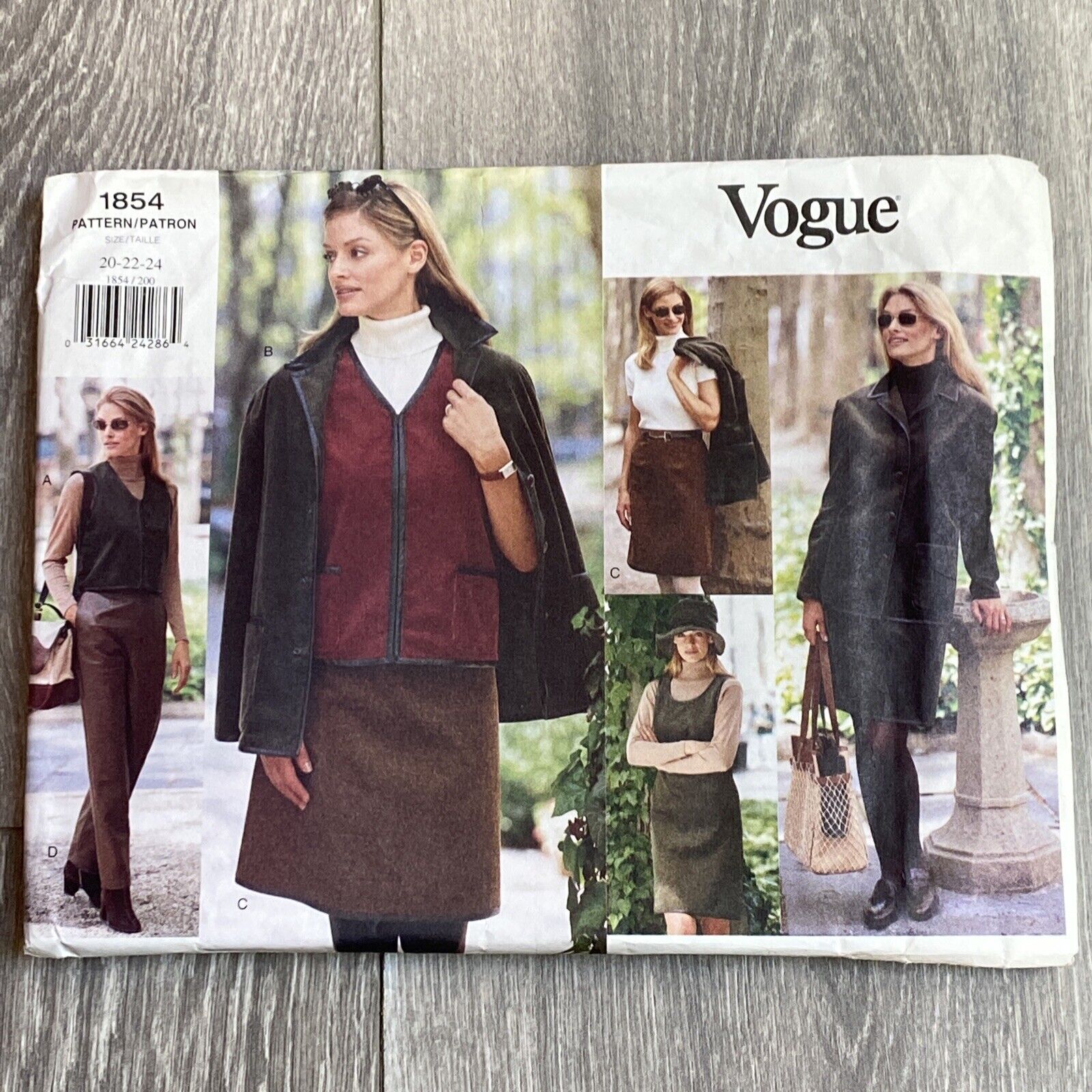 Vintage Vogue sewing pattern #1854 women plus size 20-22-24 career wardrobe 1996