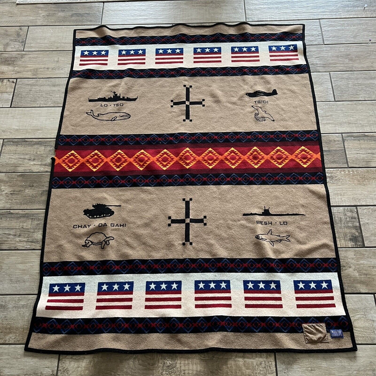 Pendleton Beaver State Code Talker Wool Blanket WWII USMC RETIRED 2012 54 x 73