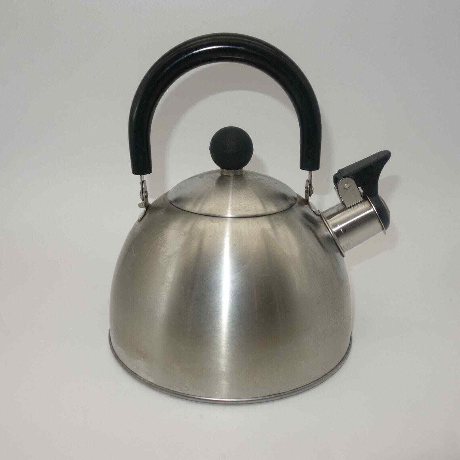 Vintage COPCO Whistling Tea Kettle Teapot Shiny Stainless Steel 1.5 Quart