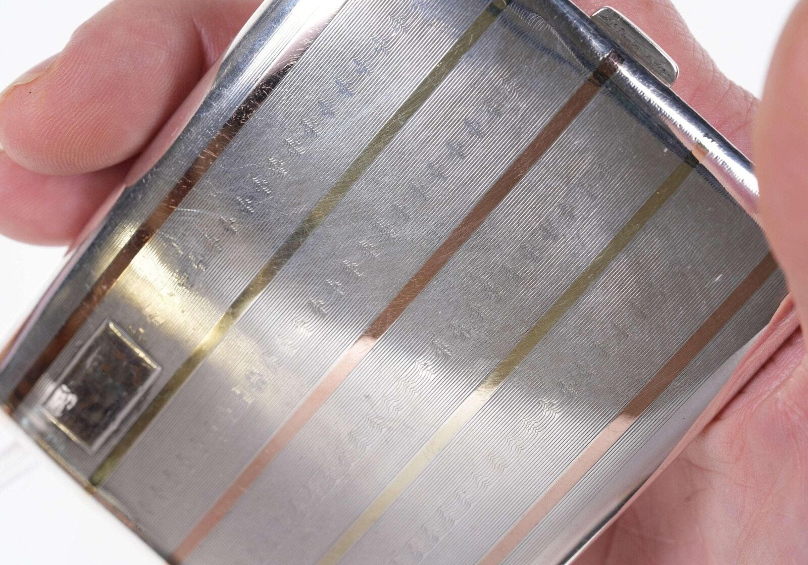 Vintage 14k Gold inlaid Sterling silver  case