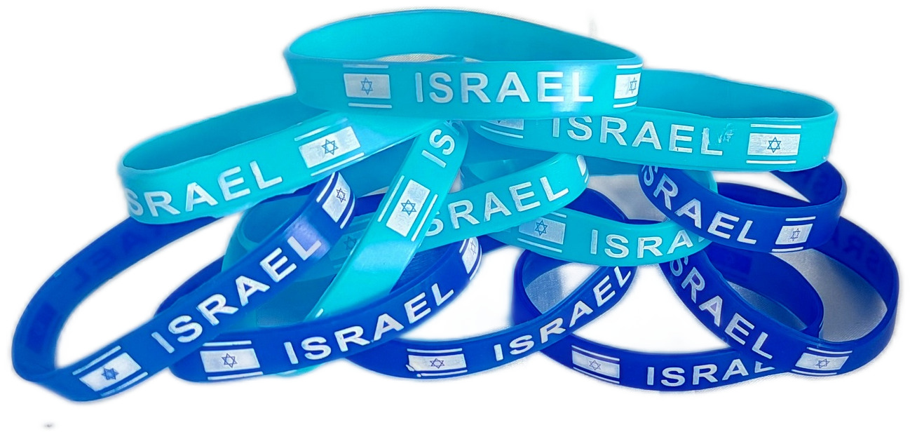 new Wholesale 12 pc Jewish Bracelets Rubber State of Israel Israel flag.mix Blue