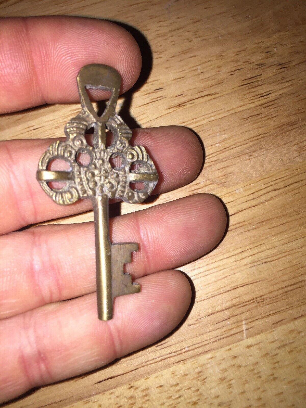 Monastery Key Victorian Metal Skeleton Brass Patina Monk Cathedral Collector WOW