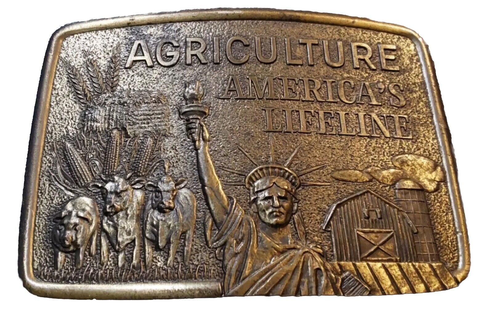 Vintage Brass AGRICULTURE AMERICA\'S LIFELINE Belt Buckle- Limited Edition