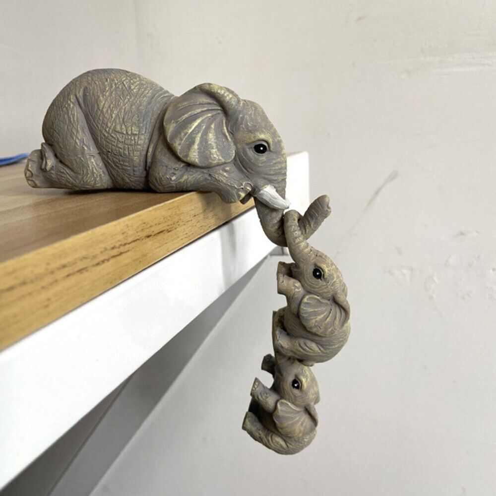 3pcs/set Collections Elephant Sitter Hand-Painted Figurines Decoration Kids Gift