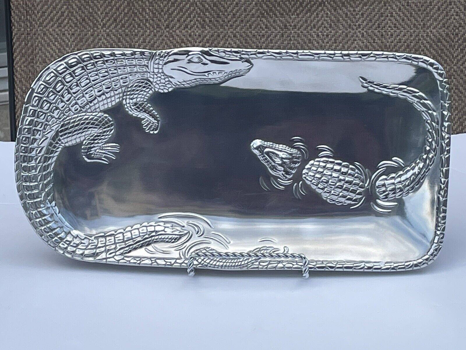 Arthur Court Alligator Theme Display/Serving Metal Tray