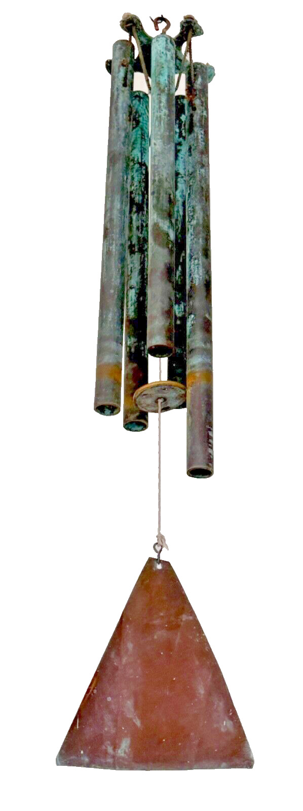 Walter Lamb Bronze Copper Metal Tube Wind Bell Chime Vtg Modern Mcm Sculpture