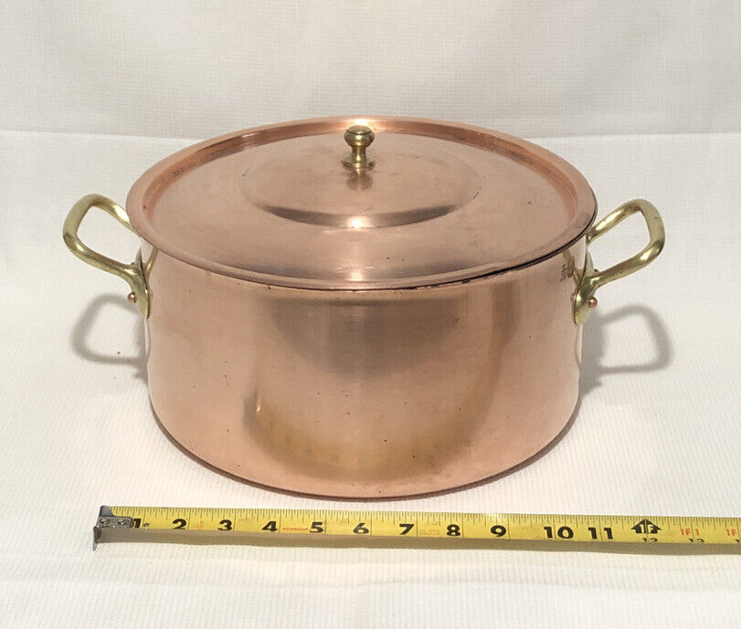 Vintage Rare Hammered copper Stock Pot L.Lecellier Villedieu France # 28
