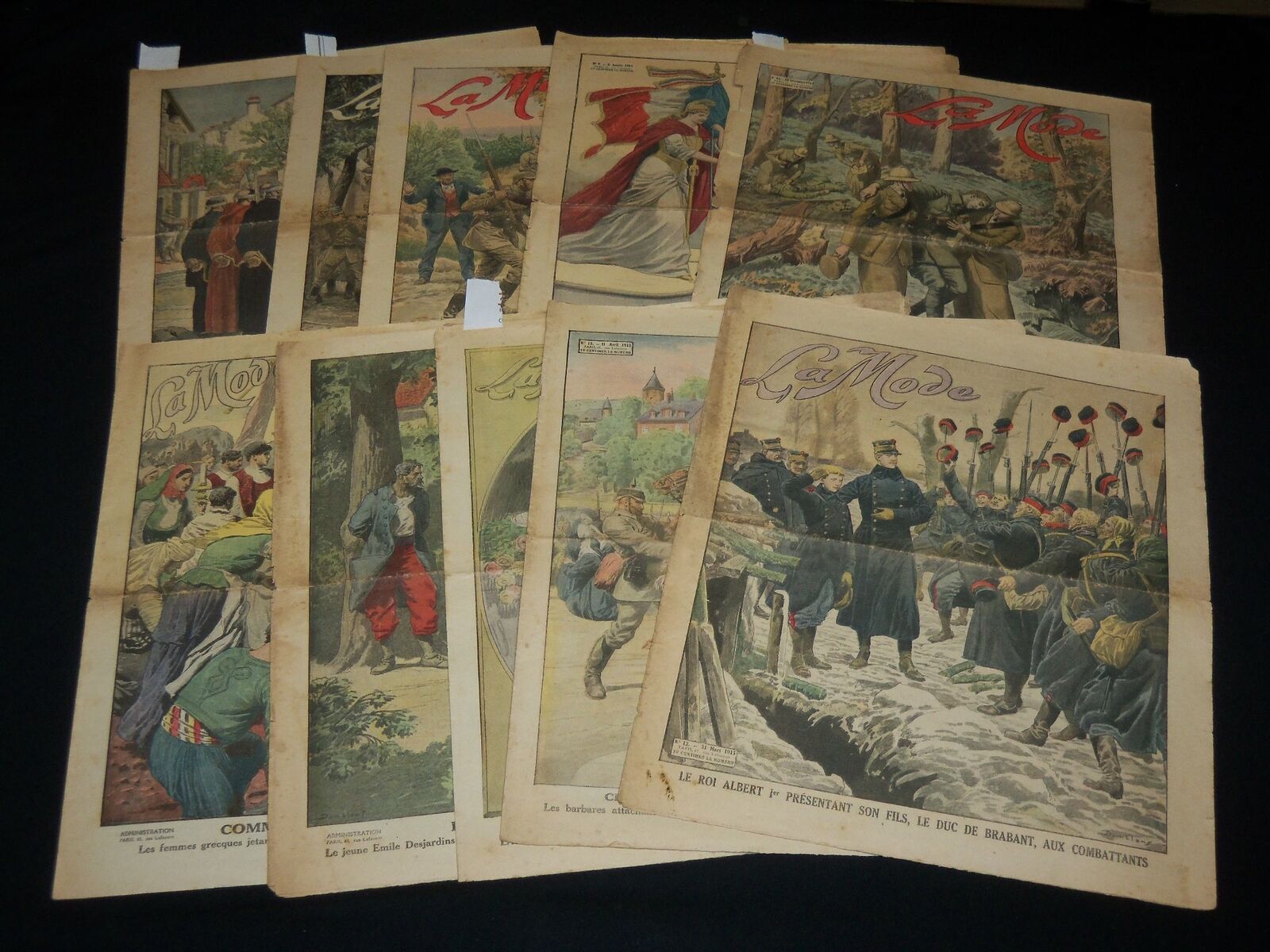 1914-1915 LA MODE FRENCH NEWSPAPERS LOT OF 10 ISSUES - WWI COVERS - O 312