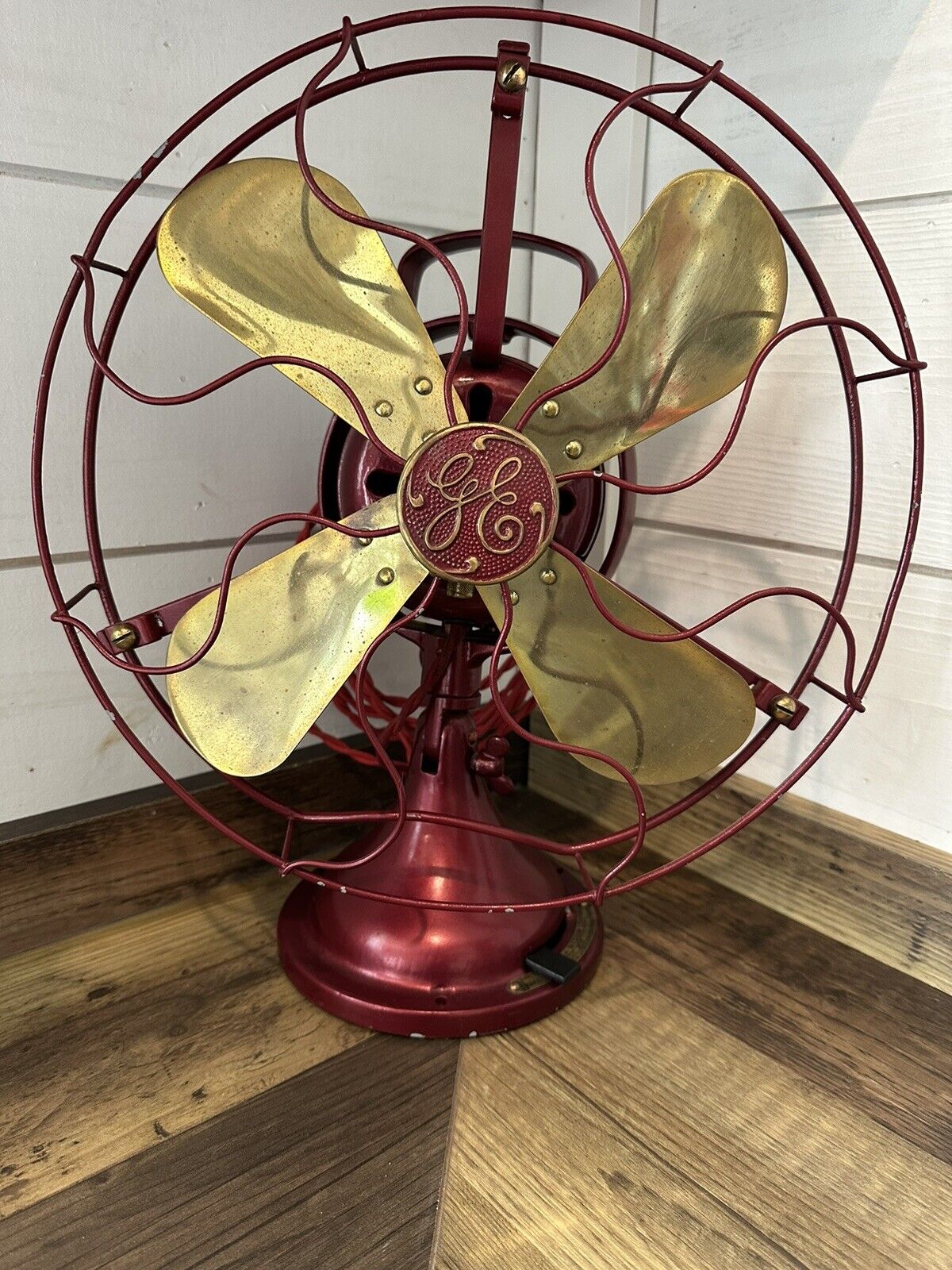 1918 GE Antique Three Speed Fan, Brass Blades & Accents, Restored Real Beauty