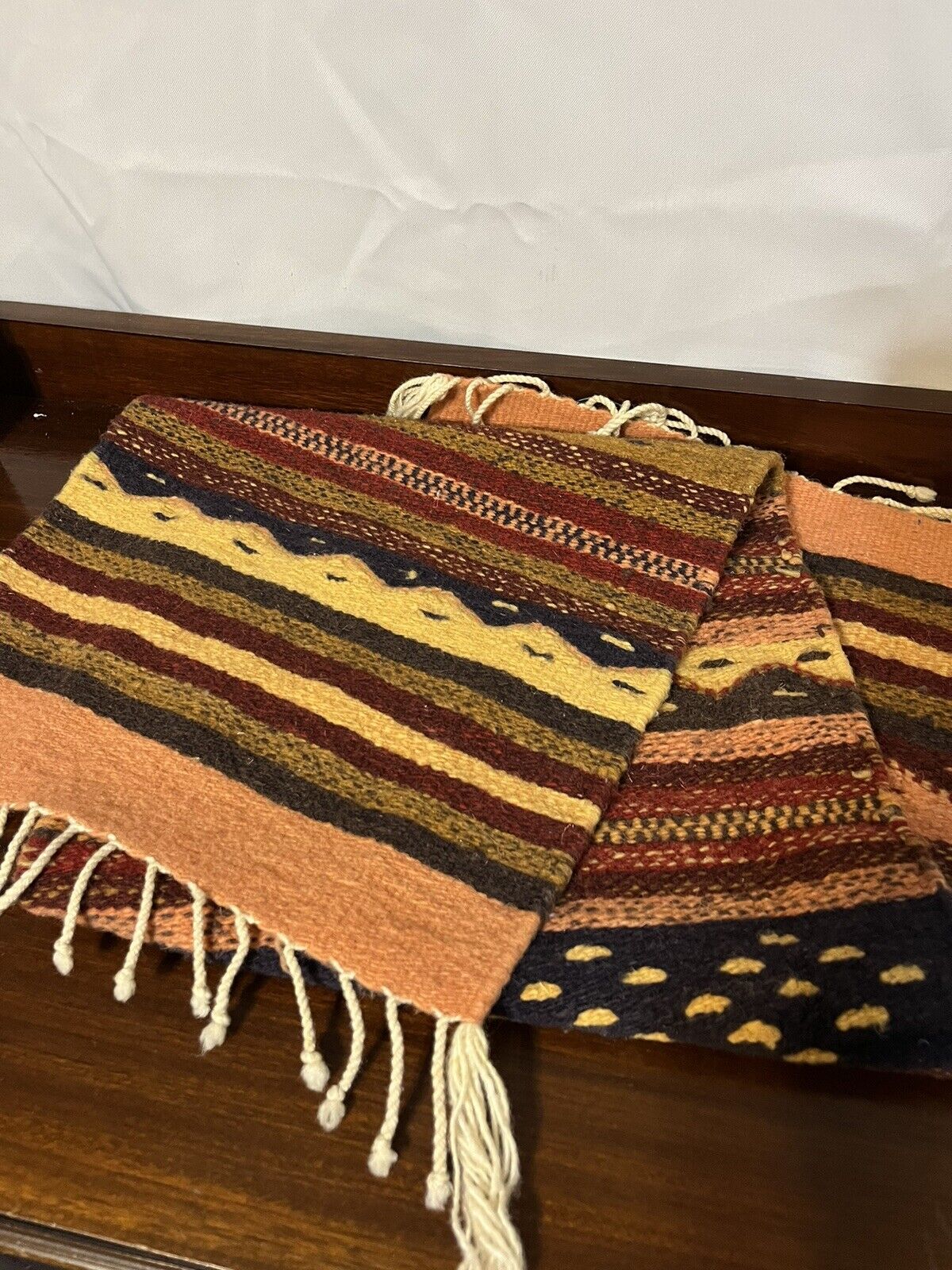 Southwest Zapotec Indian Table Runner 14”x40” 100% Wool